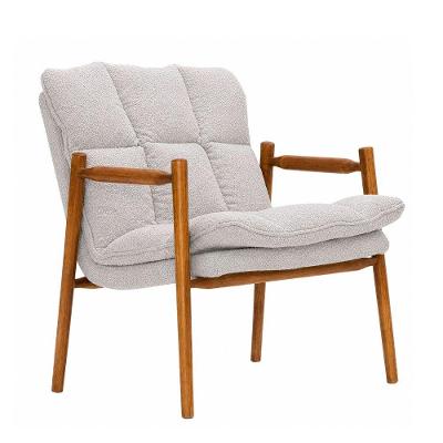 Poltrona Decorativa Senia Bouclé com Pés Palito Confortável Cinza Sallar Home