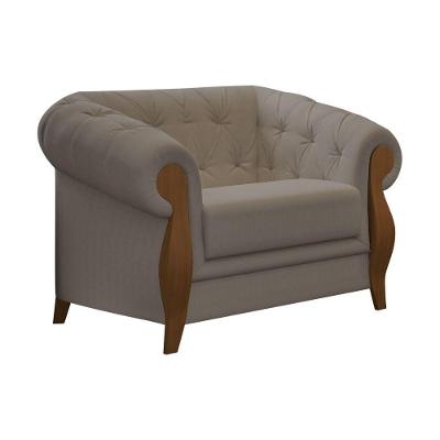 Poltrona Decorativa Pugle Estofamento Luxuoso Bouclé Suave Confortável Cinza Sallar Home