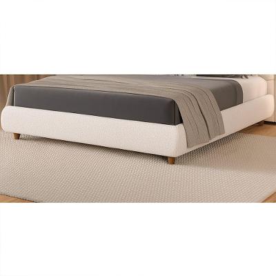 Cama Japonesa Queen Seo com Estofamento Bouclé Madeira Off White Sallar Home