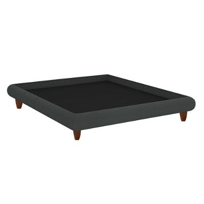 Cama King Japonesa Haru com Pés em Madeira Veludo Cinza Sallar Home
