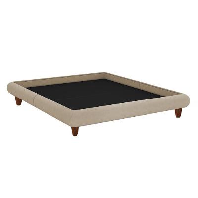 Cama King Japonesa Haru Pés Madeira Estofada Linho Bege Sallar Home