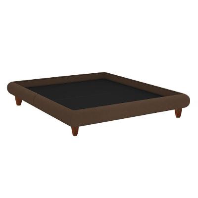 Cama King Japonesa Haru com Pés em Madeira Veludo Marrom Sallar Home