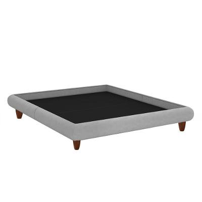 Cama King Japonesa Haru com Pés em Madeira Linho Cinza Claro Sallar Home