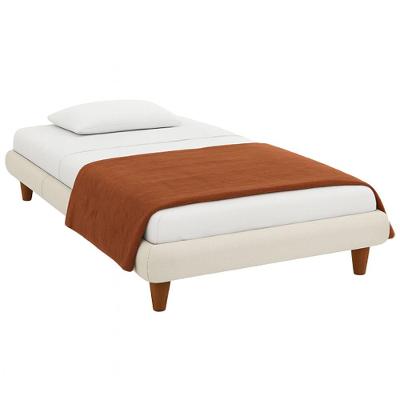 Cama Solteiro Japonesa Haru Estofada Bouclé Madeira Off White Sallar Home
