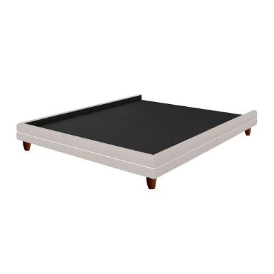 Cama Japonesa King Corea com Revestimento Factor e Bouclê Suave Madeira Off White Sallar Home