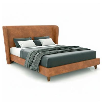 Cama Japonesa King Corea com Estofamento Courino Caramelo Madeira de Eucalipto Sallar Home