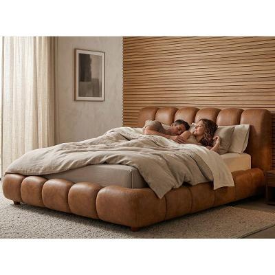 Cama Japonesa King Nuvem com Cabeceira Estofada Courino Caramelo Sallar Home