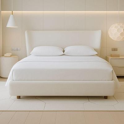 Cama Japonesa King Seo King com Cabeceira Madeira Courino Off White Sallar Home