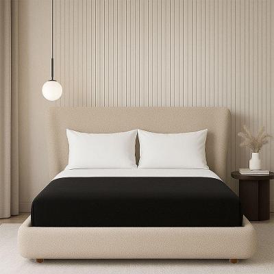 Cama Japonesa King Seo com Cabeceira Corea Bouclé Suave Madeira Off White Sallar Home