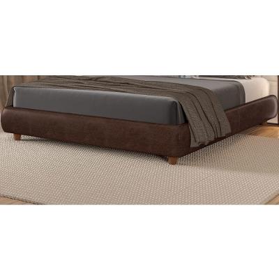Cama Japonesa King Seo com Estofamento Courino Madeira Marrom Sallar Home
