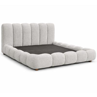 Cama Japonesa Queen Nuvem com Cabeceira Estofada em Linho Cinza Claro Sallar Home