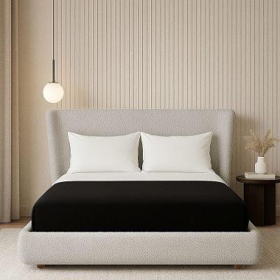 Cama Japonesa Queen Seo com Cabeceira Bouclé Madeira Cinza Claro Sallar