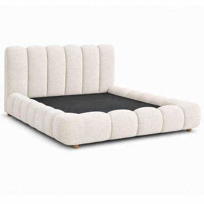 Cama Japonesa Queen Nuvem com Cabeceira Alta Estofada Madeira Off White Sallar Home