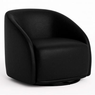 Poltrona Giratória Heidi com Courino e Pés de Metal Preto Sallar Home