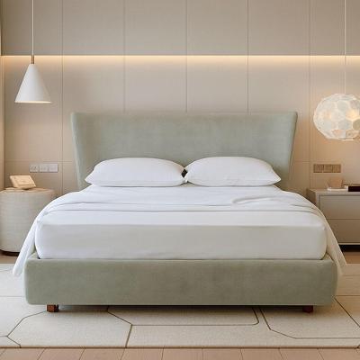 Cama Japonesa Queen Seo com Cabeceira Corea Veludo Verde Clarinho Sala Nobre