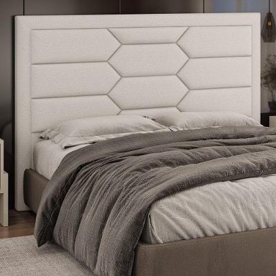 Cabeceira Kauai Queen Fixação no Box Estrutura MDF Revestida Bouclé Suave Off White Sallar Home