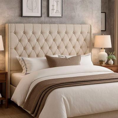 Cabeceira Estofada Soft Queen 170cm com Fixação no Box MDF Linho Bege Soft