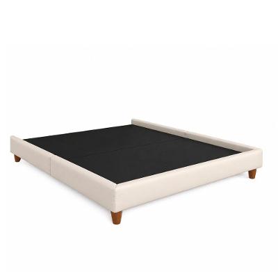 Cama Japonesa Casal Corea com Courino Madeira de Reflorestamento Off White Sallar Home