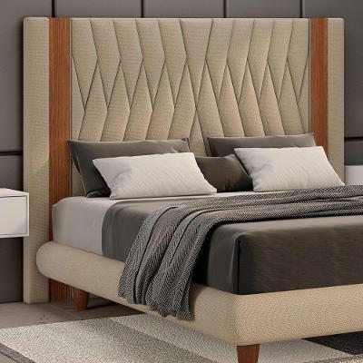 Cabeceira Casal Pierre 162cm no Box MDF-MDP Estofada Linho Bege Doc Pierre
