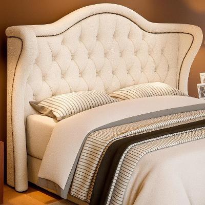 Cabeceira Casal Dorian 160CM Fixação no Box Madeira Maciça Couro Sintético Off White Sallar Home