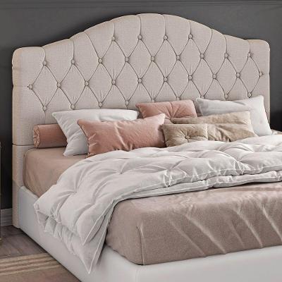 Cabeceira Casal Balence 140cm no Box MDF Bouclé Bege Sallar Home