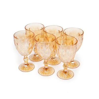 Conjunto 6 Taças Diamond Gold Vidro 325ML Dourado para Água, Sucos e Drinks Thika Importadora