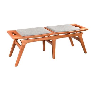 Banco Pluna 130cm Madeira Maciça Revestimento em Linho Sallar Home