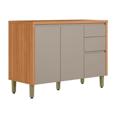 Balcão Arya com 2 Portas e 3 Gavetas em MDF TAMANHO 120cm Jequitibá-gris Fosco Sallar Home