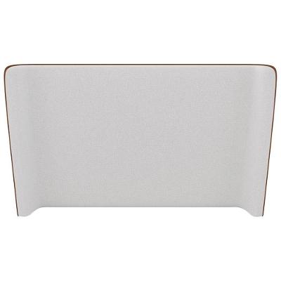 Cabeceira Corea King Curva Fixação no Estrado Estrutura MDF Revestimento Courino e Bouclé Caramelo