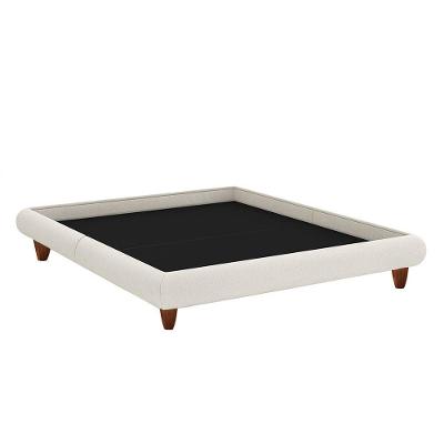Cama Casal Japonesa Haru com Pés de Madeira Bouclé Off White Sallar Home