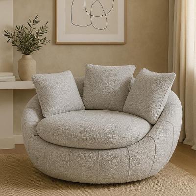 Poltrona Golden Giratória Bouclé Confortável Cinza Claro Sallar Home