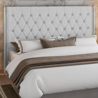 Cabeceira Soft King 205cm Fixação no Box MDF Revestimento em Linho Cinza Sallar Home