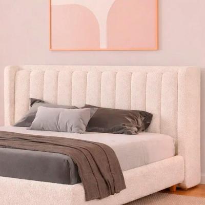 Cabeceira Yeon King no Box Madeira Maciça Estofado Bouclé Off White