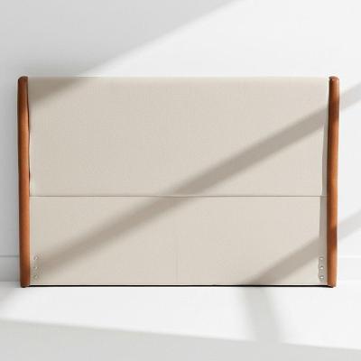 Cabeceira Queen Soft 170CM com Frame MDF Courino e Bouclé Caramelo e Off White Sallar Home