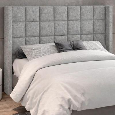Cabeceira Sallar Home King 213cm no Box MDF Linho Cinza Tratto