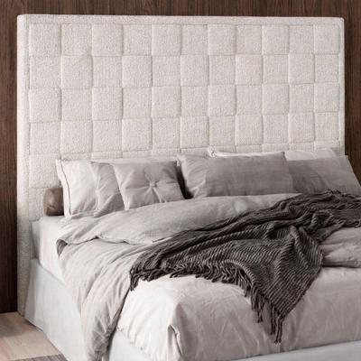 Cabeceira Queen Arquelis 160cm Fixação no Box MDF Estofada Bouclé Off White Sallar Home