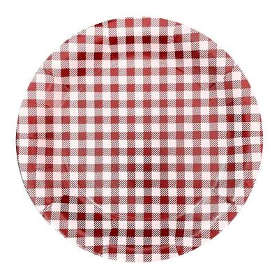Prato Redondo Xadrez Vermelho 18cm - 8 Unidades
