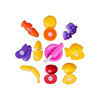 Brinquedo Infantil Kit Cozinha Frutas e Legumes Crec Crec com Velcron com Faca e Pratinho Yeet