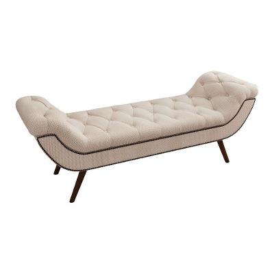 Puff Recamier Awa 195cm Estrutura MDF Linho Bege Sallar Home