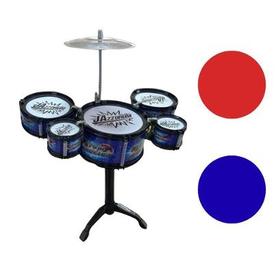 Brinquedo Musical Infantil Mini Bateria com 5 Tambores e 2 Baquetas para Estimular Coordenação