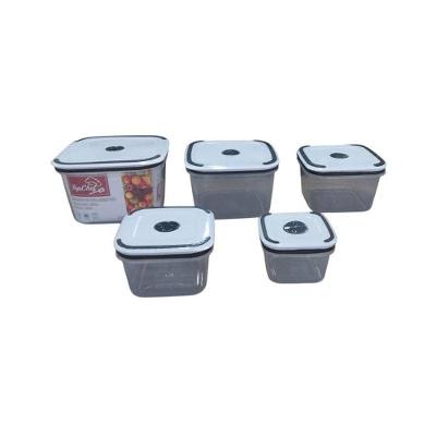 Conjunto de Potes Herméticos 5 Potes Hermético Quadrado 320ML-630ML-1000ML-1600ML-2300ML em Plástico