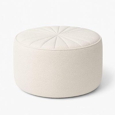 Puff Redondo Hermon 73cm Assento Espuma Boucle Fibra Sintética Off White Sallar Home