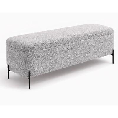 Puff Baú Bella 90cm Redondo Madeira Eucalipto Linho Cinza Sallar Home