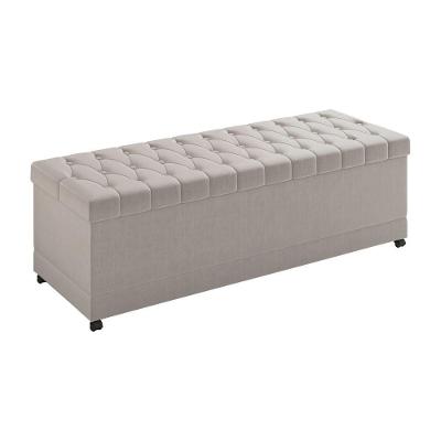 Puff Baú Hermione 160CM Solteiro Factor com Estrutura em MDF Bege