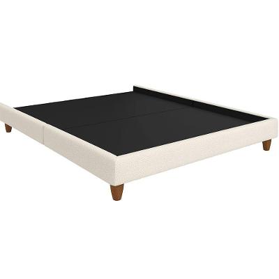 Cama Japonesa Casal Corea Estofamento Bouclé Madeira Reflorestamento Off White Sallar Home