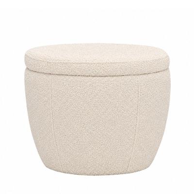 Puff Nube Redondo Assento Espuma Revestimento Bouclé Off White Sallar Home