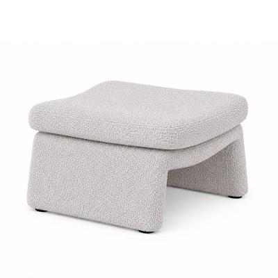 Puff Mysa Redondo Assento Espuma Soft Estrutura Madeira Macica Boucle Cinza Casa do Puff