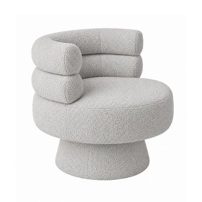 Poltrona Sienna Giratória Bouclé com Espuma Soft Confortável Cinza Sallar Home