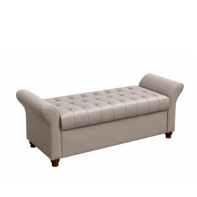 Puff Baú Charles Retangular Espuma Courino Cinza 195cm Sallar Home