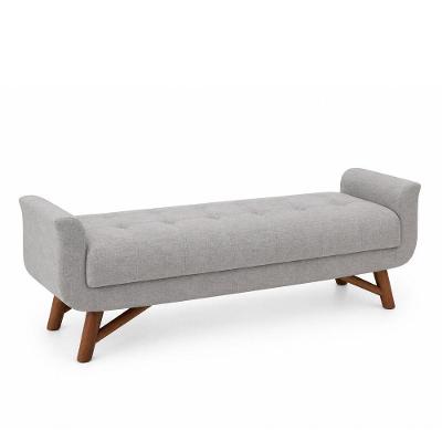 Puff Recamier Andros 195CM Estrutura MDF-MDP Revestimento Linho Cinza